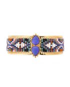 Bracelet jonc avec perles tissées Frisco bleu