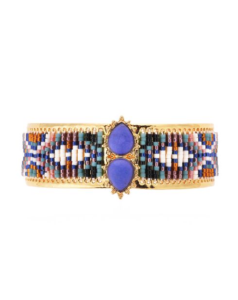 Bracelet jonc avec perles tissées Frisco bleu