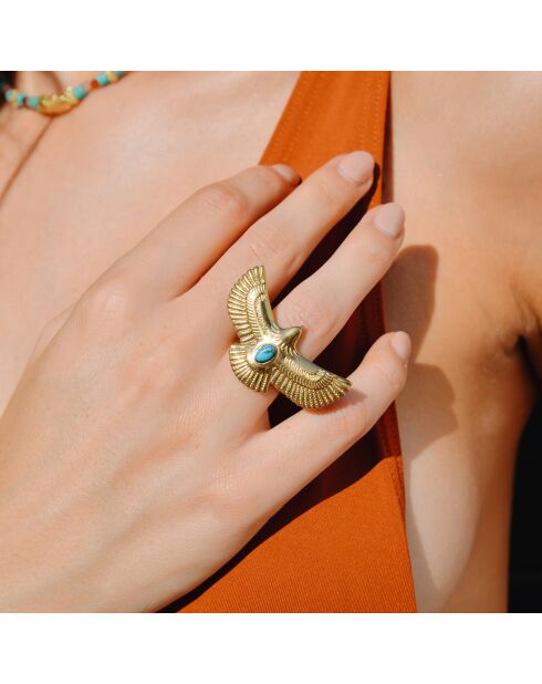 Bague réglable aigle Holya turquoise