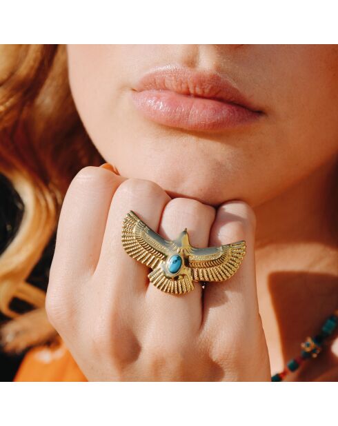 Bague réglable aigle Holya turquoise