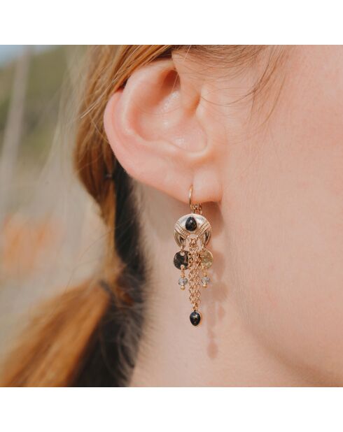 Boucles d'oreilles pendantes avec chaînes Karala noires