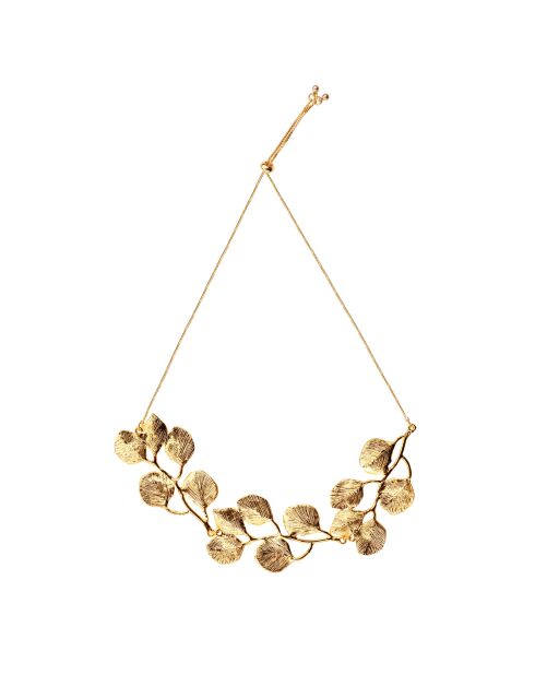 Collier feuilles Vina doré