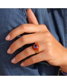 Bague chevalière réglable en émail Chana rouge
