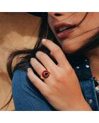 Bague chevalière réglable en émail Chana rouge