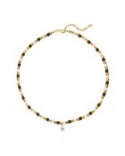 Collier avec perles et pampille en crystal Sarbakane noir