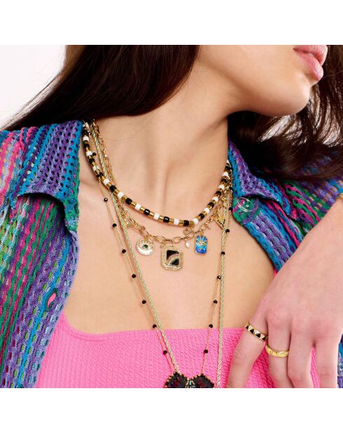 Collier avec perles et pampille en crystal Sarbakane noir