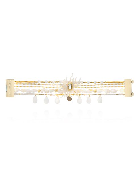 Bracelet manchette multiliens avec fermoir aimanté Egerie blanc