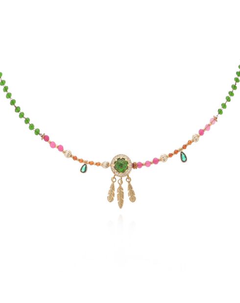 Collier de perles avec pampilles Jayden vert