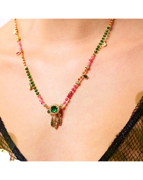Collier de perles avec pampilles Jayden vert