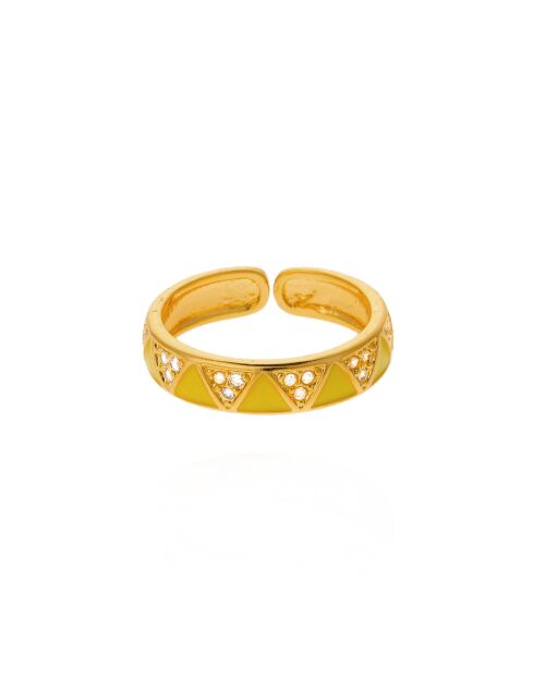 Bague ajustable avec émail coloré et strass Yolanda jaune