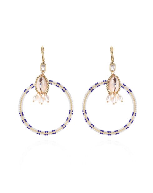 Boucles d'oreilles pendantes avec perles pour oreilles percées Recif blanches