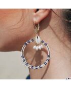 Boucles d'oreilles pendantes avec perles pour oreilles percées Recif blanches