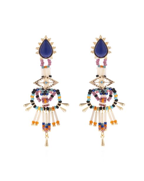 Boucles d'oreilles pendantes de perles Halba bleues