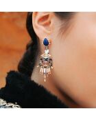 Boucles d'oreilles pendantes de perles Halba bleues