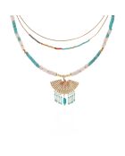 Collier rang multiples avec pendentif Aloni turquoise