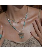 Collier rang multiples avec pendentif Aloni turquoise
