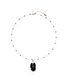 Collier chaîne avec perles et pendentif Kika noir