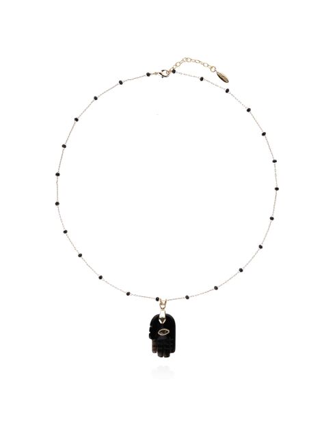 Collier chaîne avec perles et pendentif Kika noir