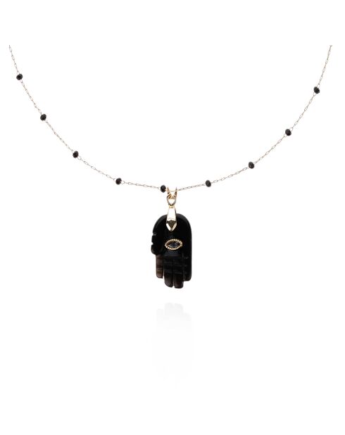 Collier chaîne avec perles et pendentif Kika noir
