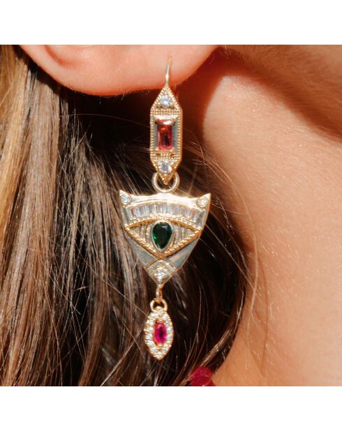 Boucles d'oreilles pendantes avec perles Lyvie vertes