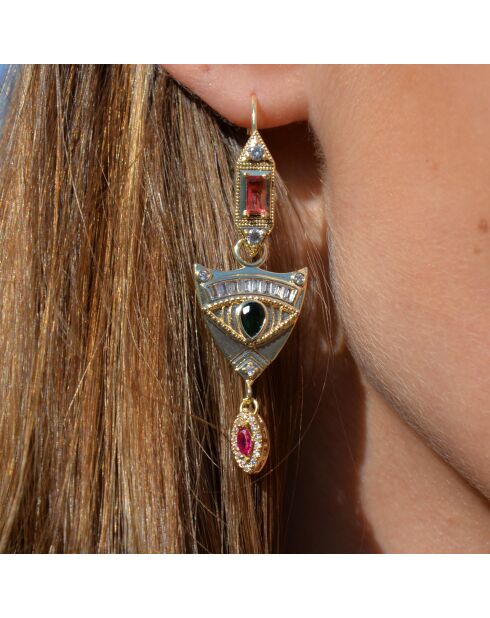 Boucles d'oreilles pendantes avec perles Lyvie vertes