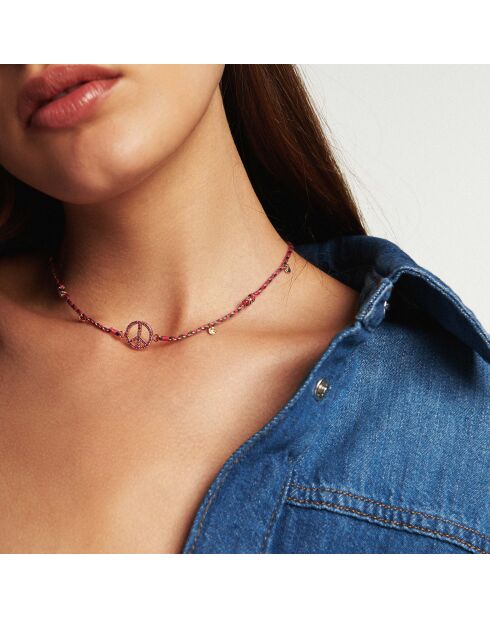 Collier Peace & Love Bonzey rose