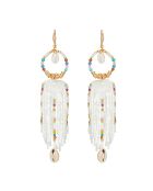 Boucles d'oreilles pendantes perles Koukaracha blanches