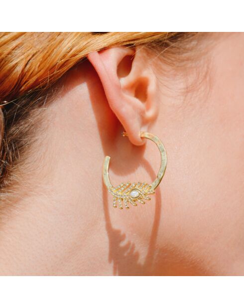 Boucles d'oreilles créoles Carmelles/Blanches
