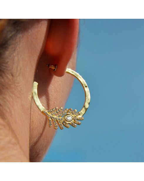 Boucles d'oreilles créoles Carmelles/Blanches