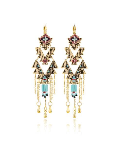 Boucles d'oreilles pendantes avec perles Nunes turquoises