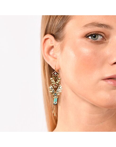 Boucles d'oreilles pendantes avec perles Nunes turquoises