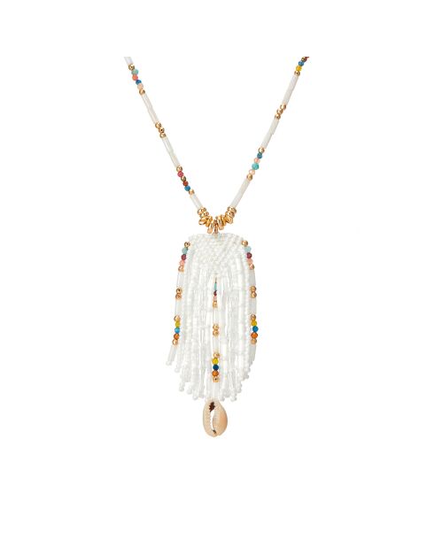 Collier pendentif perles Merange blanc