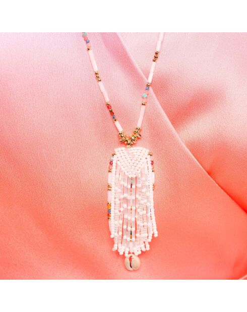 Collier pendentif perles Merange blanc