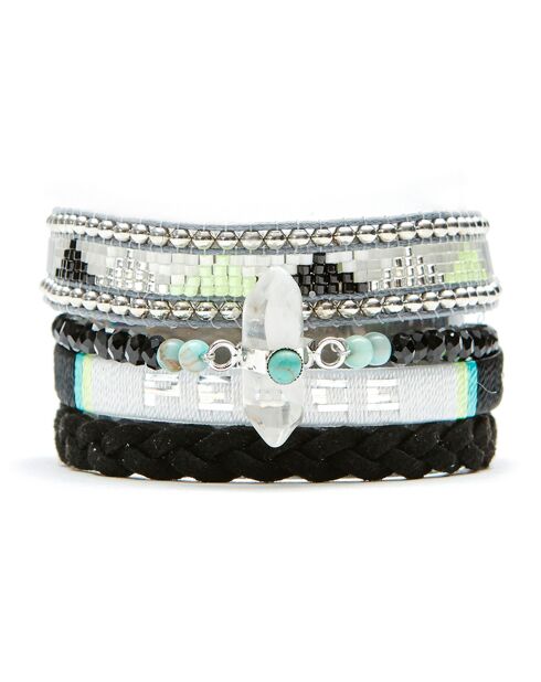 Bracelet manchette Peace noir