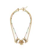 Collier chaîne multirang avec pendentif central et perles Maraja doré