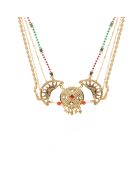 Collier chaîne multirang avec pendentif central et perles Maraja doré