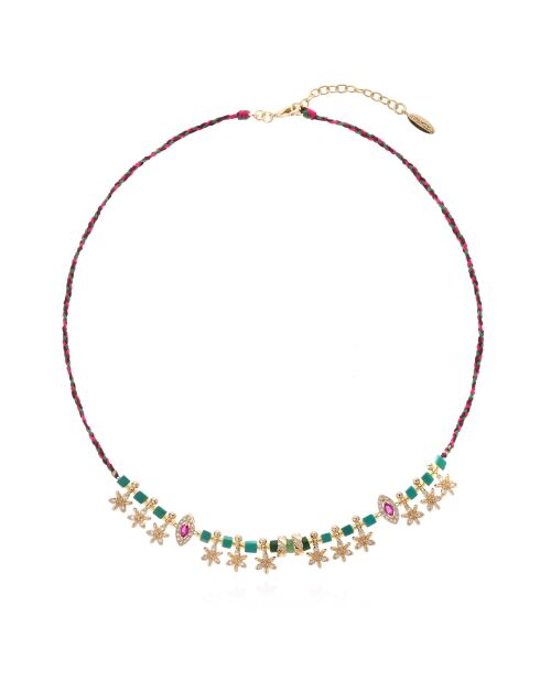 Collier de perles avec pampilles Jadessy emeraude