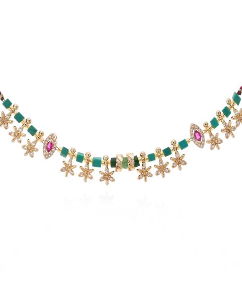 Collier de perles avec pampilles Jadessy emeraude