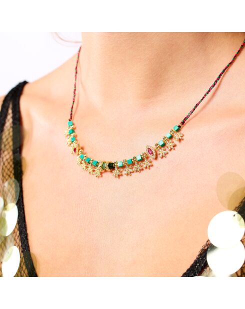 Collier de perles avec pampilles Jadessy emeraude