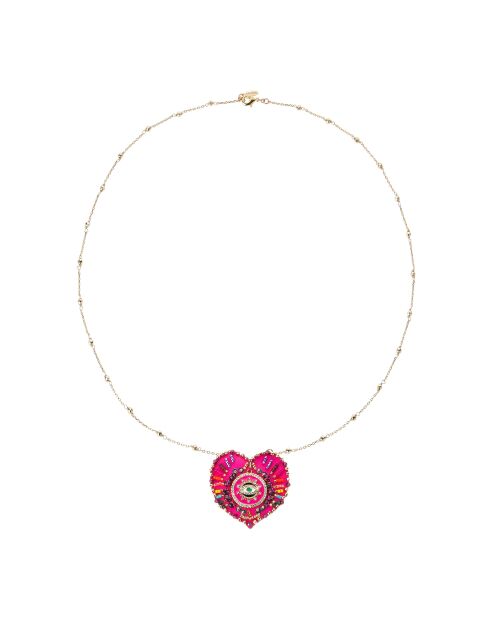 Collier chaîne avec charm central avec perles Janeira rose