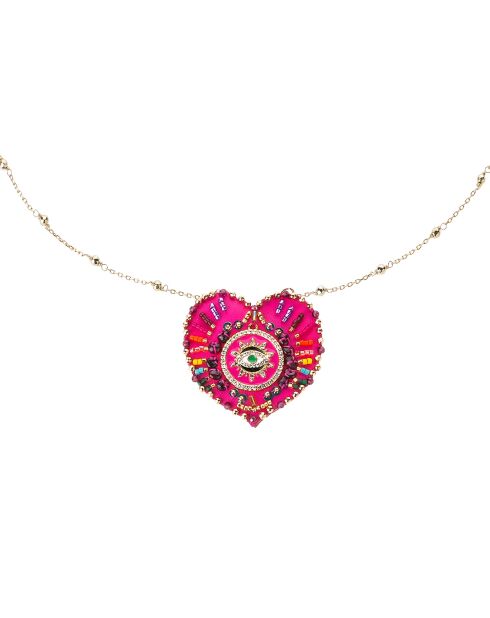 Collier chaîne avec charm central avec perles Janeira rose