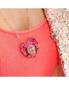 Collier chaîne avec charm central avec perles Janeira rose