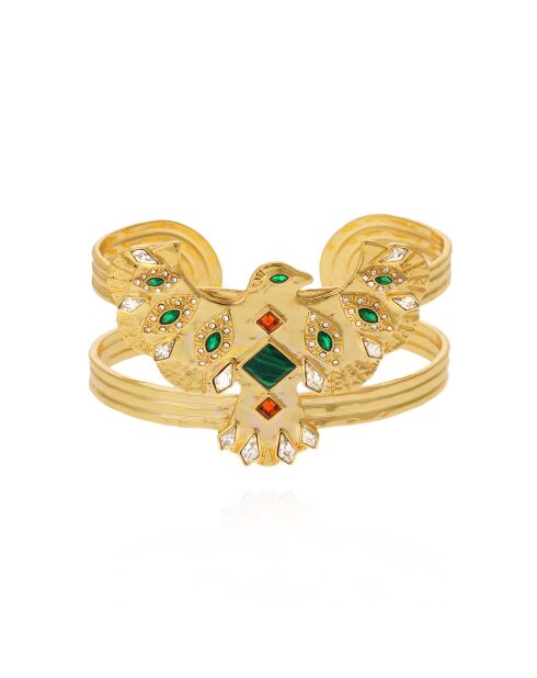 Bracelet jonc avec cabochon central Timor doré