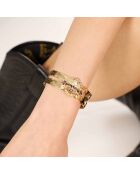Bracelet jonc avec cabochon central et strass Frozen doré