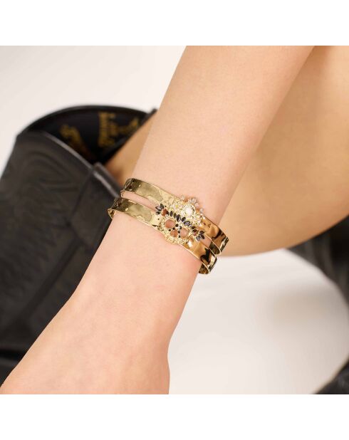 Bracelet jonc avec cabochon central et strass Frozen doré