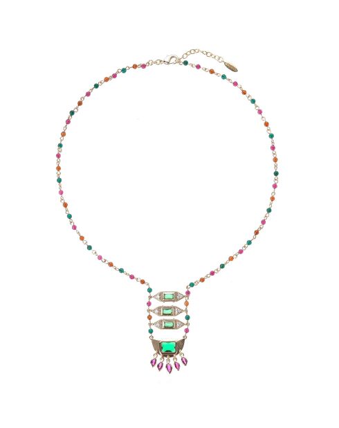 Collier chaîne avec perles Finaya multicolore