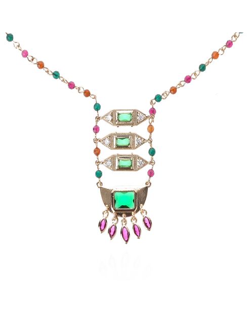 Collier chaîne avec perles Finaya multicolore