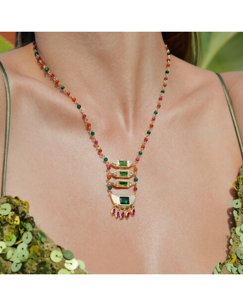 Collier chaîne avec perles Finaya multicolore