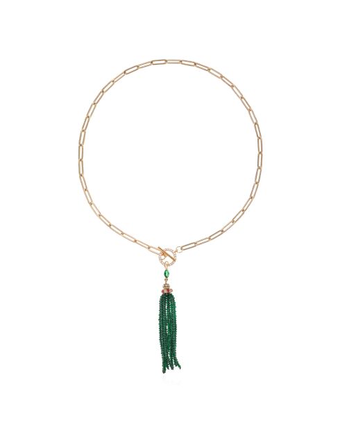 Collier chaîne avec pendentif cascade de perles Mila vert