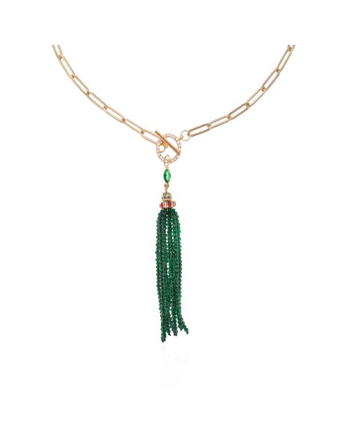 Collier chaîne avec pendentif cascade de perles Mila vert